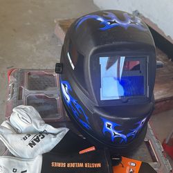 Careta y guantes para soldar