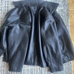 Saxony Black Leather Jacket XL