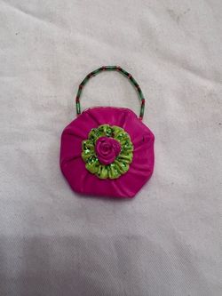Miniature Pink Floral Doll Purse