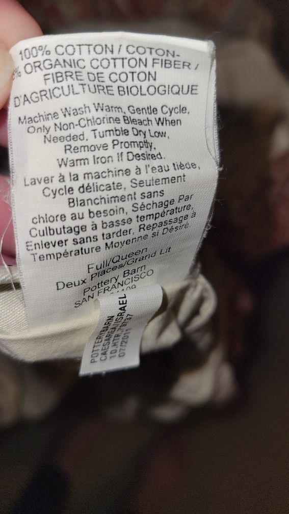 POTTERY BARN ORGANIC COTTON DUVET