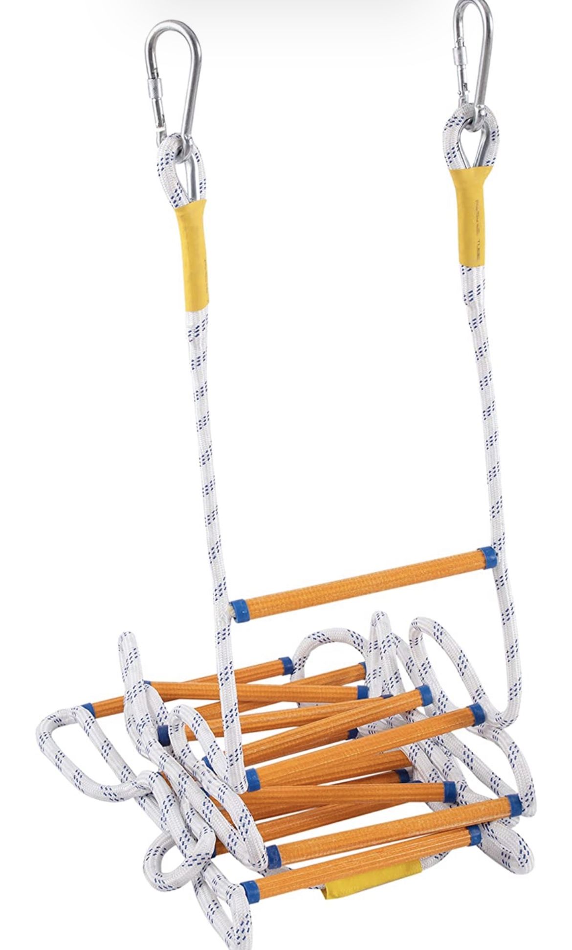 EMEKIAN Emergency Fire Escape Ladder Flame Resistant Safety Extension Rope Ladder with 2 Hooks, 2 Story Homes Reusable Compact & Portable External Lad