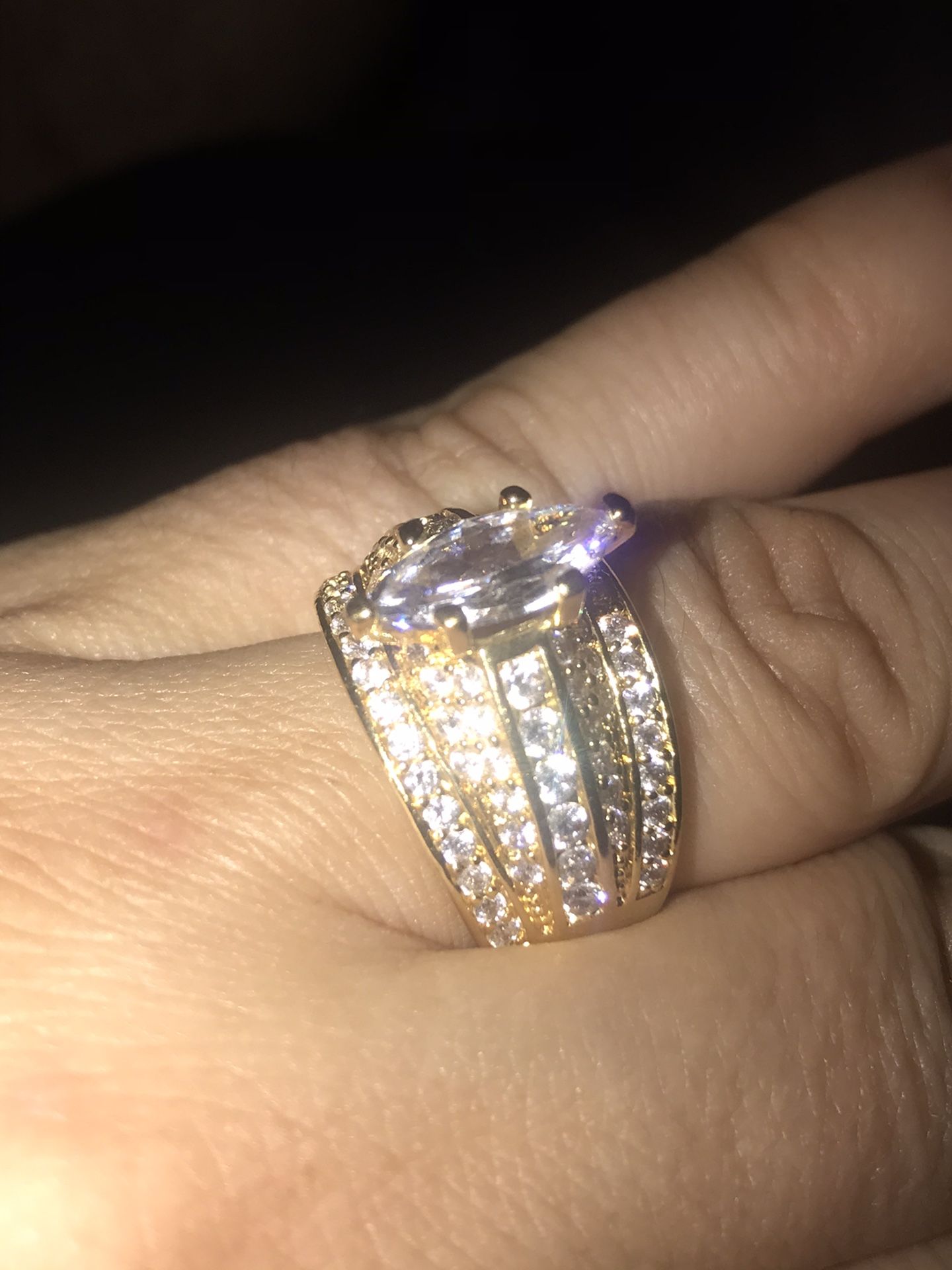 18K yellow gold filled CZ wedding engagement promise ring size 6
