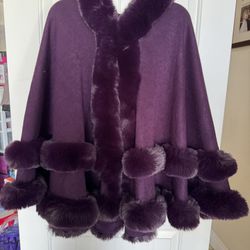 New double cape coat, hooded Shawl knit poncho