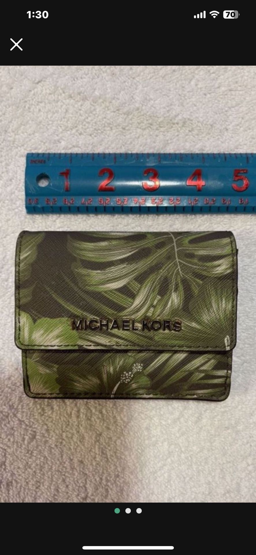 CA. MICHAEL KORS PALM LEAF PRINT SMALL WALLET. 