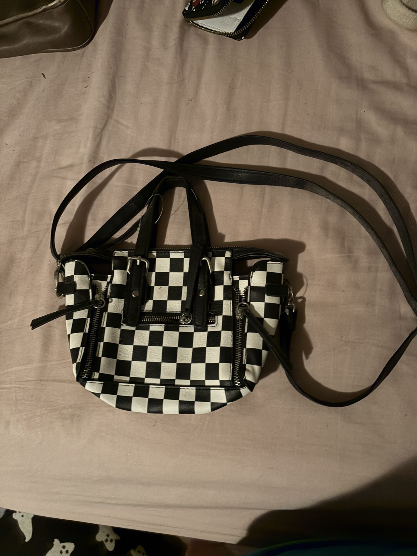 Black and White Checkered Mini Bag