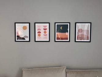 Sunset prints in black frames