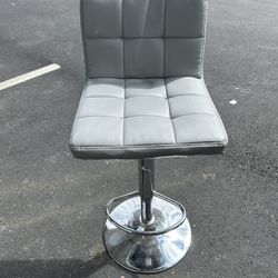 Gray Adjustable Bar Stool with Chrome Base