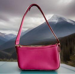 Portland Leather Goods Lucky Shoulder Bag Small Pink Leather Zip Gold Hardware