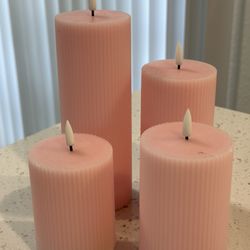 4 Pink Battery Operated Candles Heights 3/4/5/6/8
