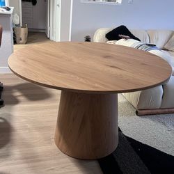 Latitude Run 47" Round Pedestal Dining Table — Natural Oak