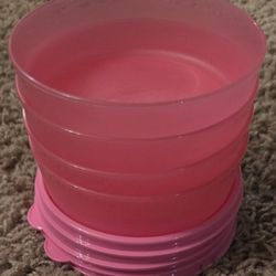 Tupperware Pink Storage Bowls With Pink Lids