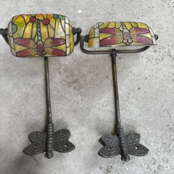 Vintage Dragonfly Stained Glass Lamps 