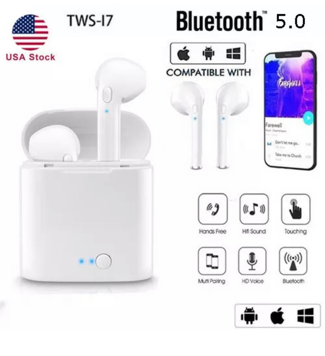 Brand new wireless Bluetooth headphones earbuds with charging case