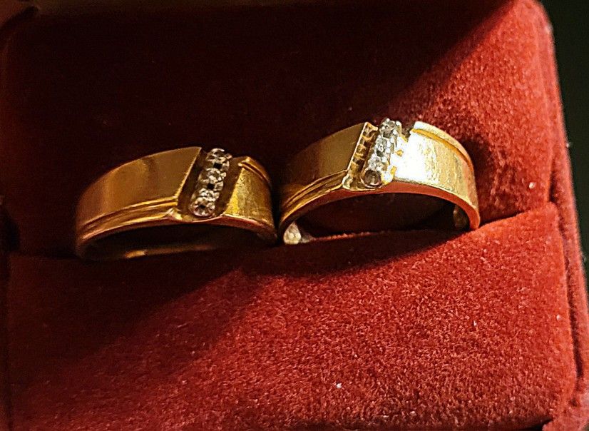 SATURDAY SPECIAL $600: REDUCED=》Matching 14K 8.8gr Gold, Wedding Rings=Bold &Classy