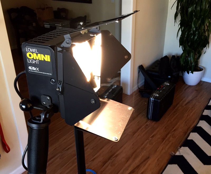 Lowel Omni 600W Light W/ Light Stand Barn Doors and Bulbs