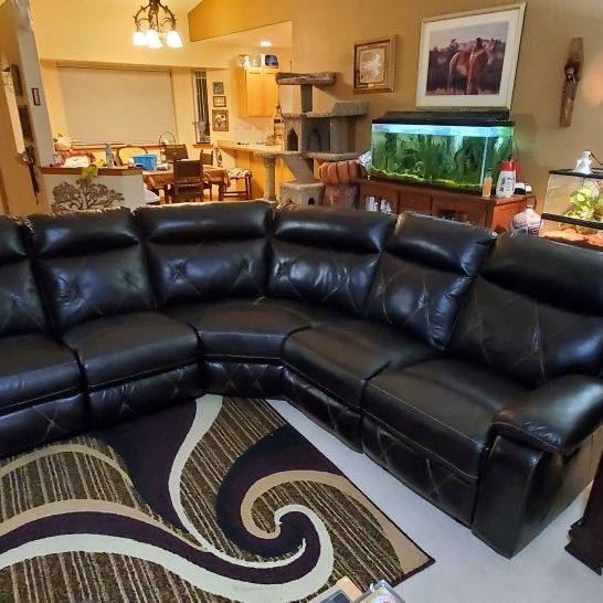 Three Part Espresso Brown Sectional Couch