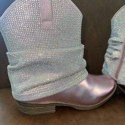 Steve Madden Girls' J-Lassy Metallic Rhinestone Foldover Western Boots Size2