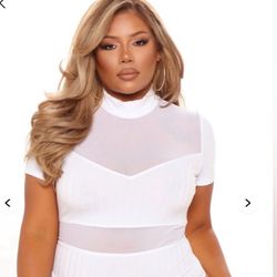 FASHION NOVA- NWT- Women's size 2X White Sheer Bodysuit