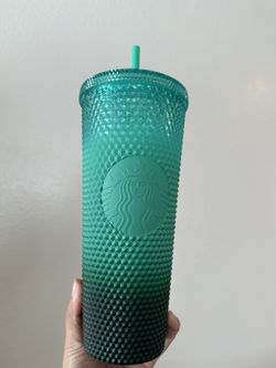 Starbucks Green Gradient Studded Acrylic Tumbler Fall Winter Holiday 2022 (24 oz - Venti)
