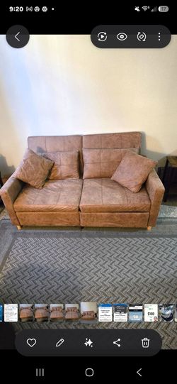 brown faux leather Brooklyn sofa sleeper