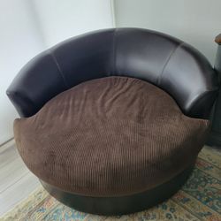 Ashleys Round Couch Furniture Brown Used.