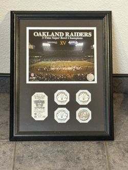 Raiders Super Bowl Ticket / Coin Plaque