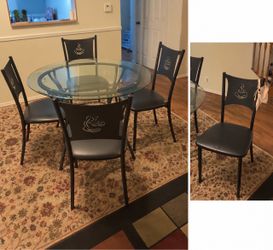 Dining Table Set – Glass Top with 4 Chairs