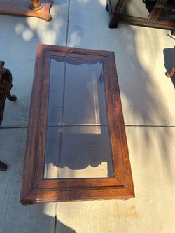 Wood and glass coffee table with matching end tables.  3 Set