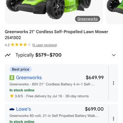 Greenworks 21” Self-propelled Lawn Mower
