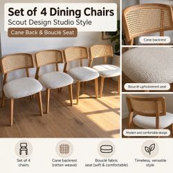 Set of 4 Scout Design Studio Cane & Bouclé Dining Chairs – $1,000 OBO