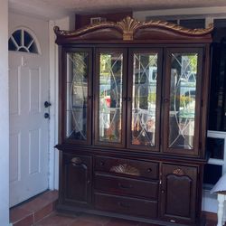 Gorgeous Cherry Wood Two Piece Display Cabinet 