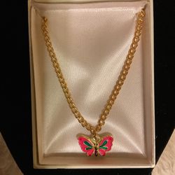 Goldtone Necklace With Butterfly Pendant 