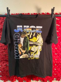 Juice WRLD "Tell Me U Luv Me" graphic t-shirt featuring a photo portrait