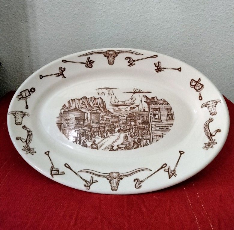 Vintage Wallace China "El Rancho" Oval Platter 