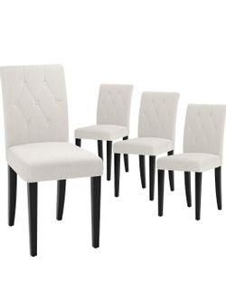 Set of 4 Tufted Upholstered Dining Chairs