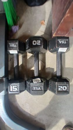 2 20Lb Dumbbells 1 15Lb Dumbbell and 1 10Lb Dumbbell