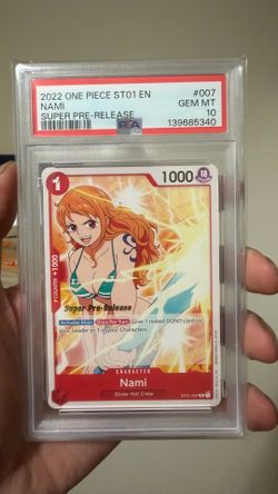 2022 ONE PIECE STARTER DECK ST01-STRAW HAT CREW SUPER PRE-RELEASE NAMI PSA 10