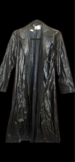 Kids fake leather long duster coat costume size L