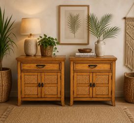 Set of 2 Boho Nightstands – 30”W x 18”D x 30.5”H