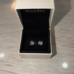 Pandora Square Sparkle Halo Stud Earrings