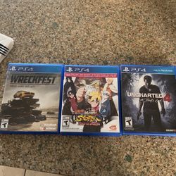 PS4 Games Uncharted,wreckfest,and Storm4 Naruto