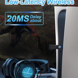 ZIUMIER Wireless Gaming Headset - Low Latency 2.4G Wireless + Bluetooth...