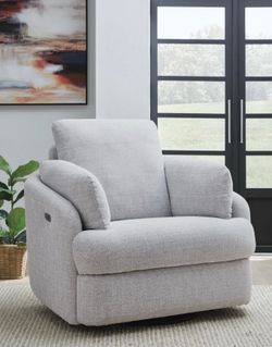 Modern Swivel Power Recliner Chair – Light Gray – $500