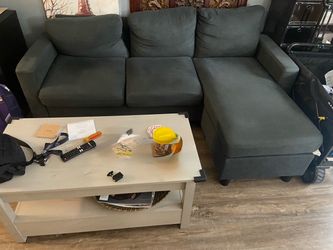 Gray Fabric Sectional Sofa with Chaise