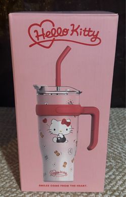 Sanrio Hello Kitty 1200ml Stainless Steel Insulated Tumbler w/ Lid, Straw&Handle