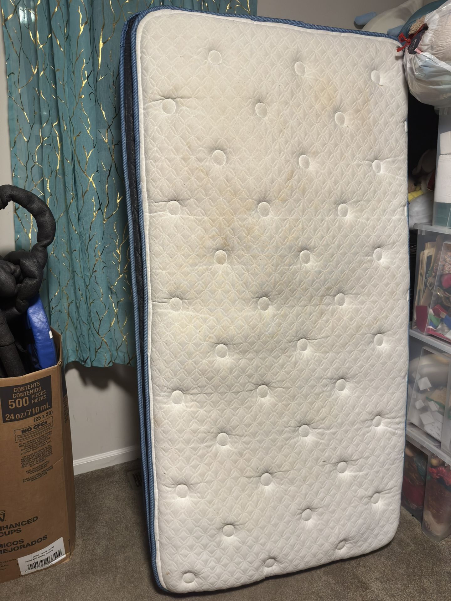 Single (Full?) Serta Mattress, Box Spring, Metal Frame