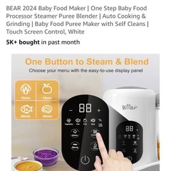BEAR 2024 Baby Food Maker | One Step Baby Food Processor Steamer Puree Blender | Auto Cooking & Grinding | Baby Food Puree Maker with Self Cleans | To