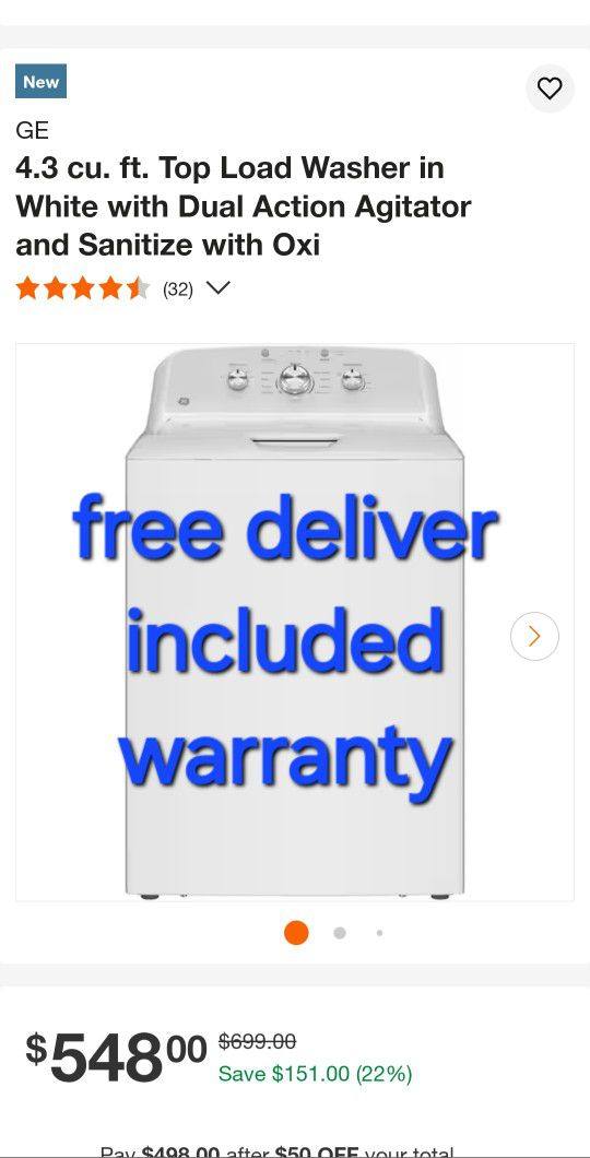 30 Days Warranty (Ge Washer Brand New) I Can Help You With Free Delivery Within 10 Miles Distance 
