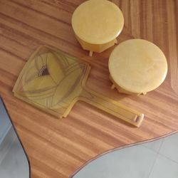 Vintage Vanity set with 2 containers and mirror 