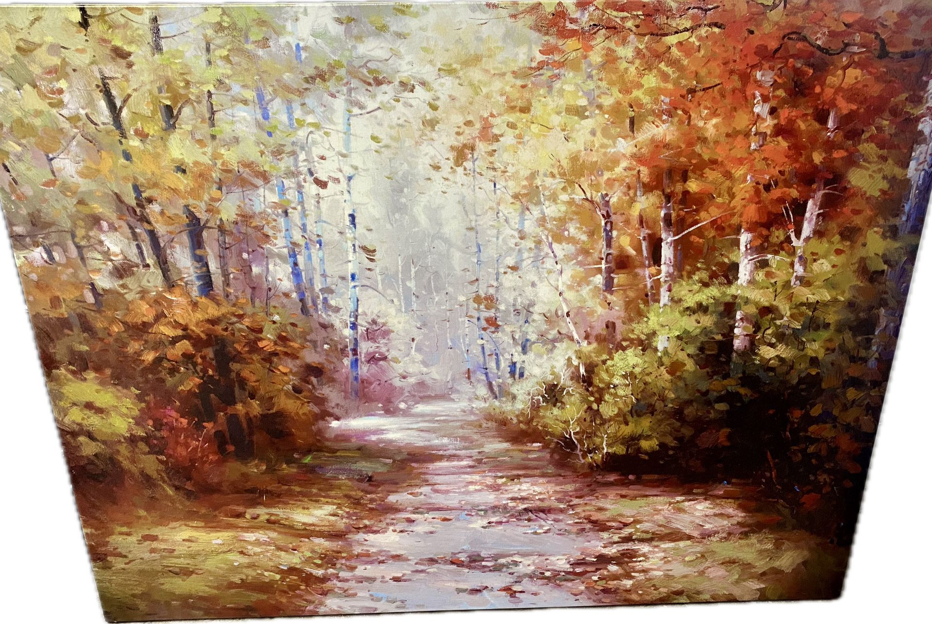 Autumn Forest Landscape Stretched Canvas - Large 4’x3’ Painting 